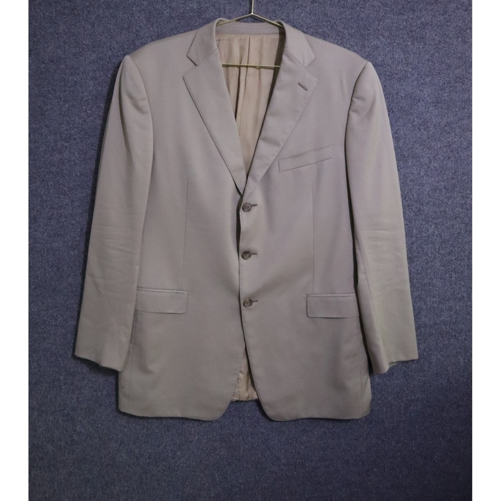 Ermenegildo Zegna Suit Jacket‎ Men 48L Beige 3 Button Sport Coat Wool Blazer EUC